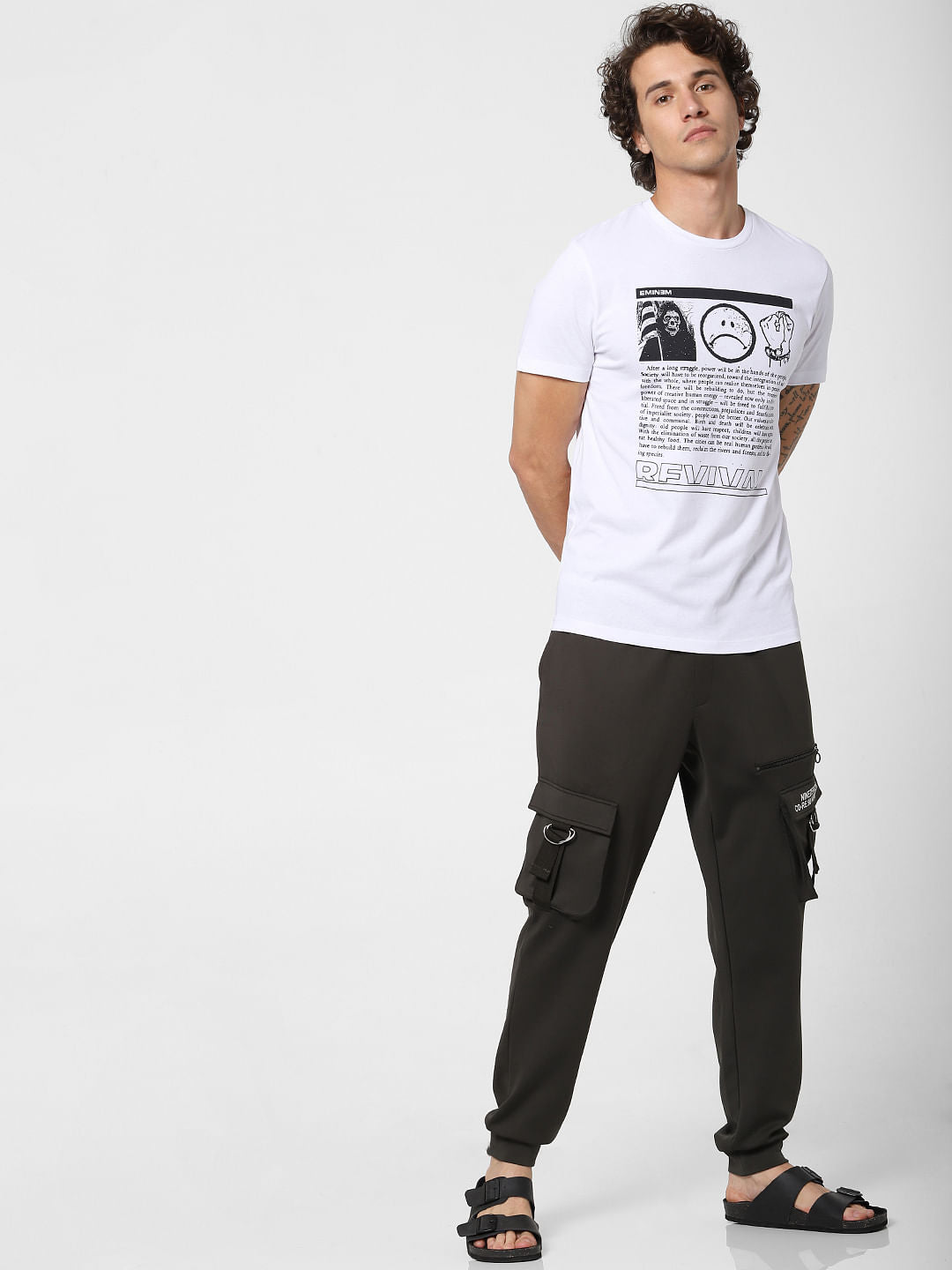 X Eminem White Graphic Print Crew Neck T-shirt