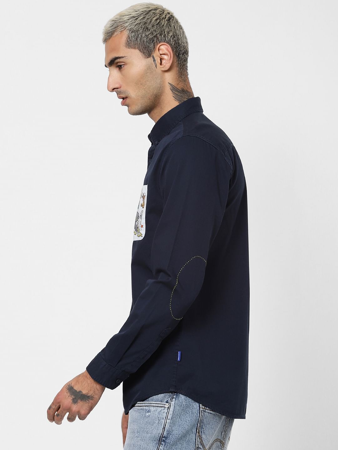 X Tom & Jerry Navy Blue Printed Full Sleeves Shirt