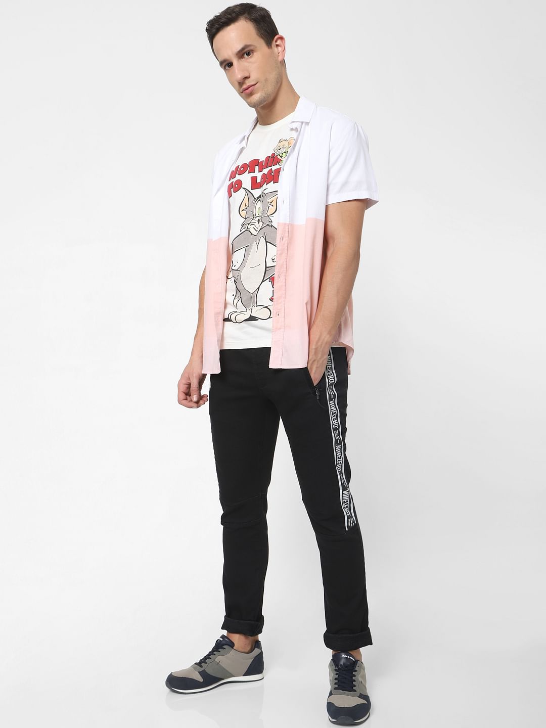 X Tom & Jerry White Printed Crew Neck T-shirt - S