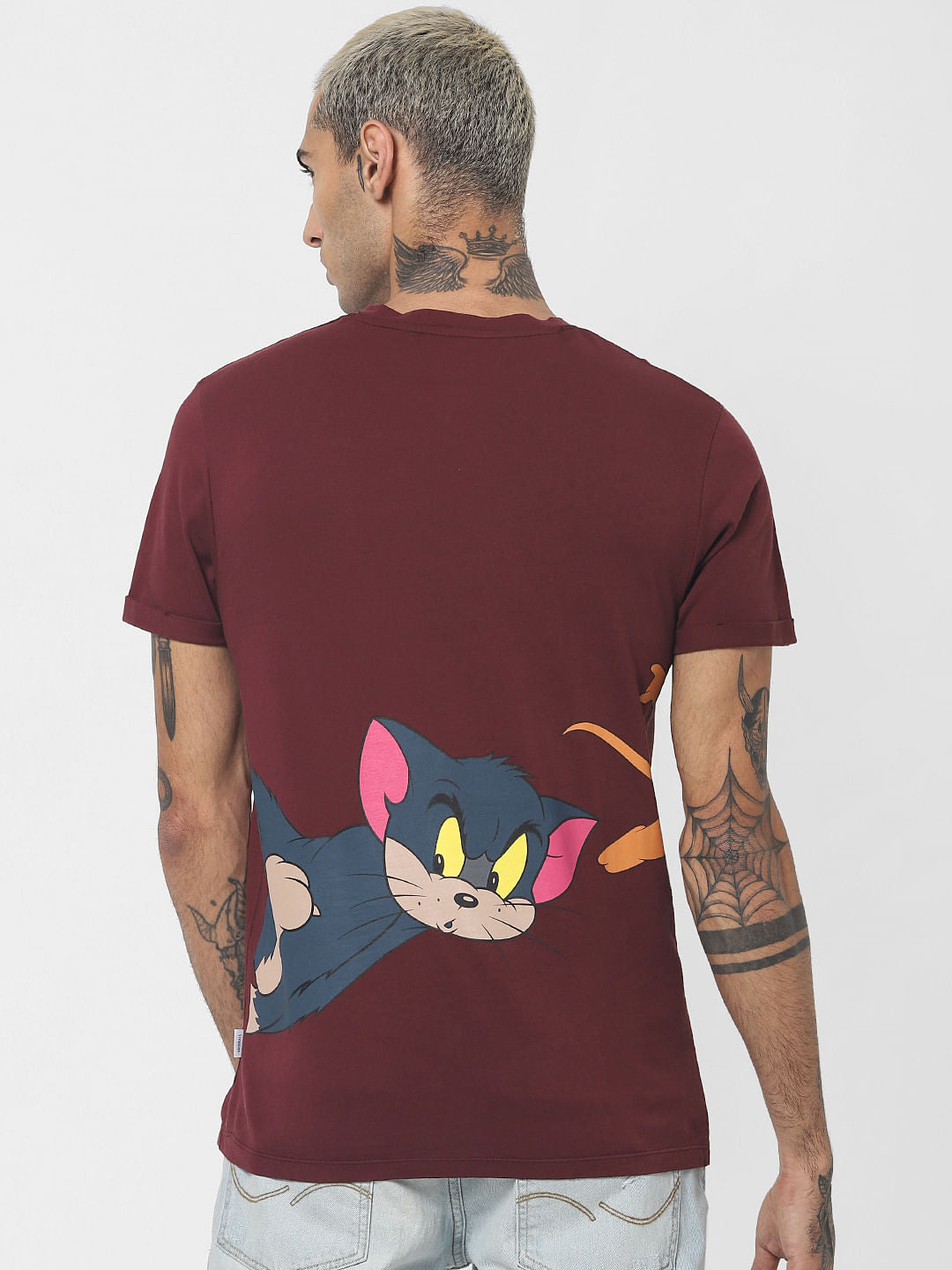 X Tom & Jerry Maroon Printed Crew Neck T-shirt