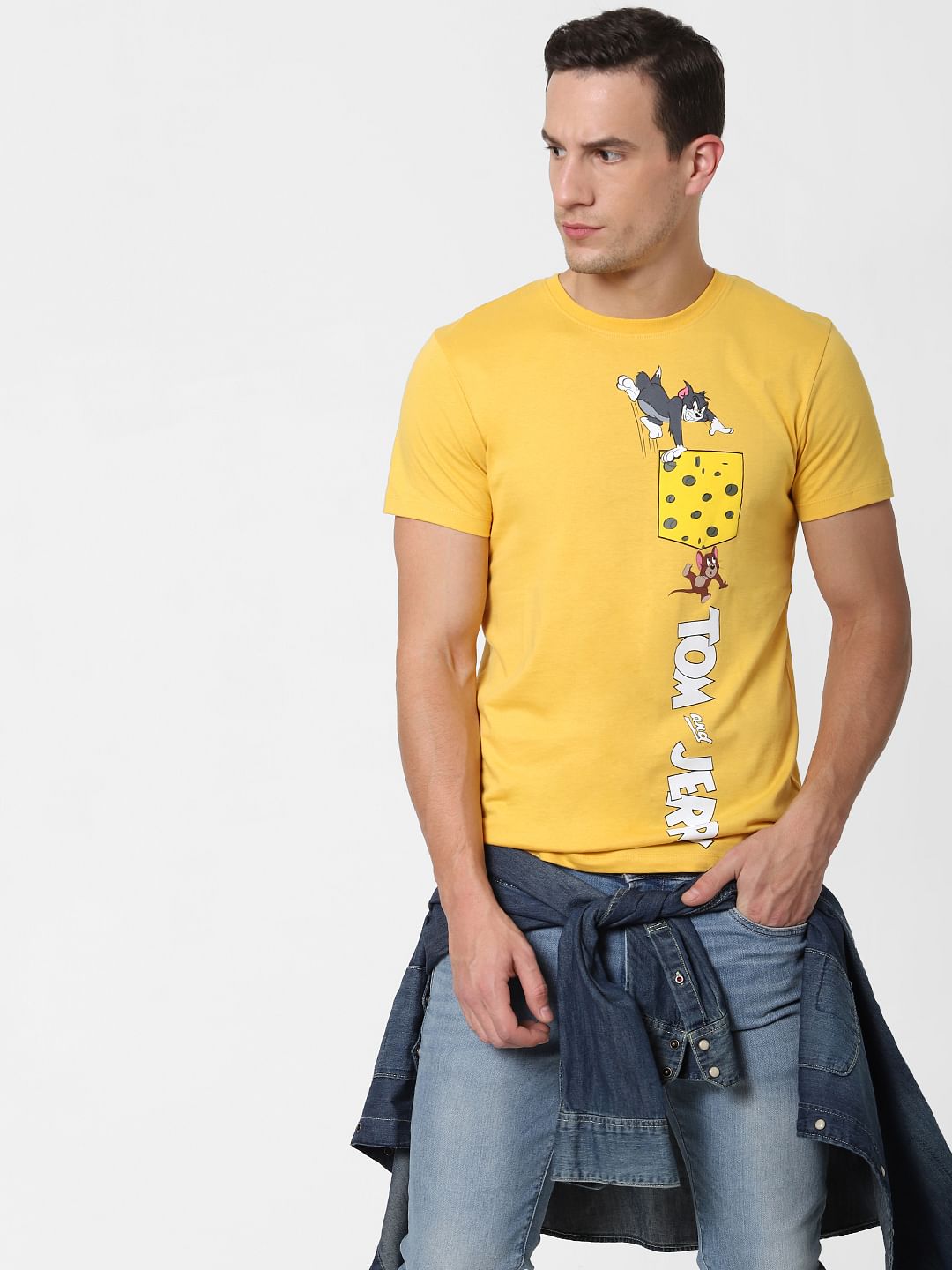 X Tom & Jerry Yellow Printed Crew Neck T-shirt - S