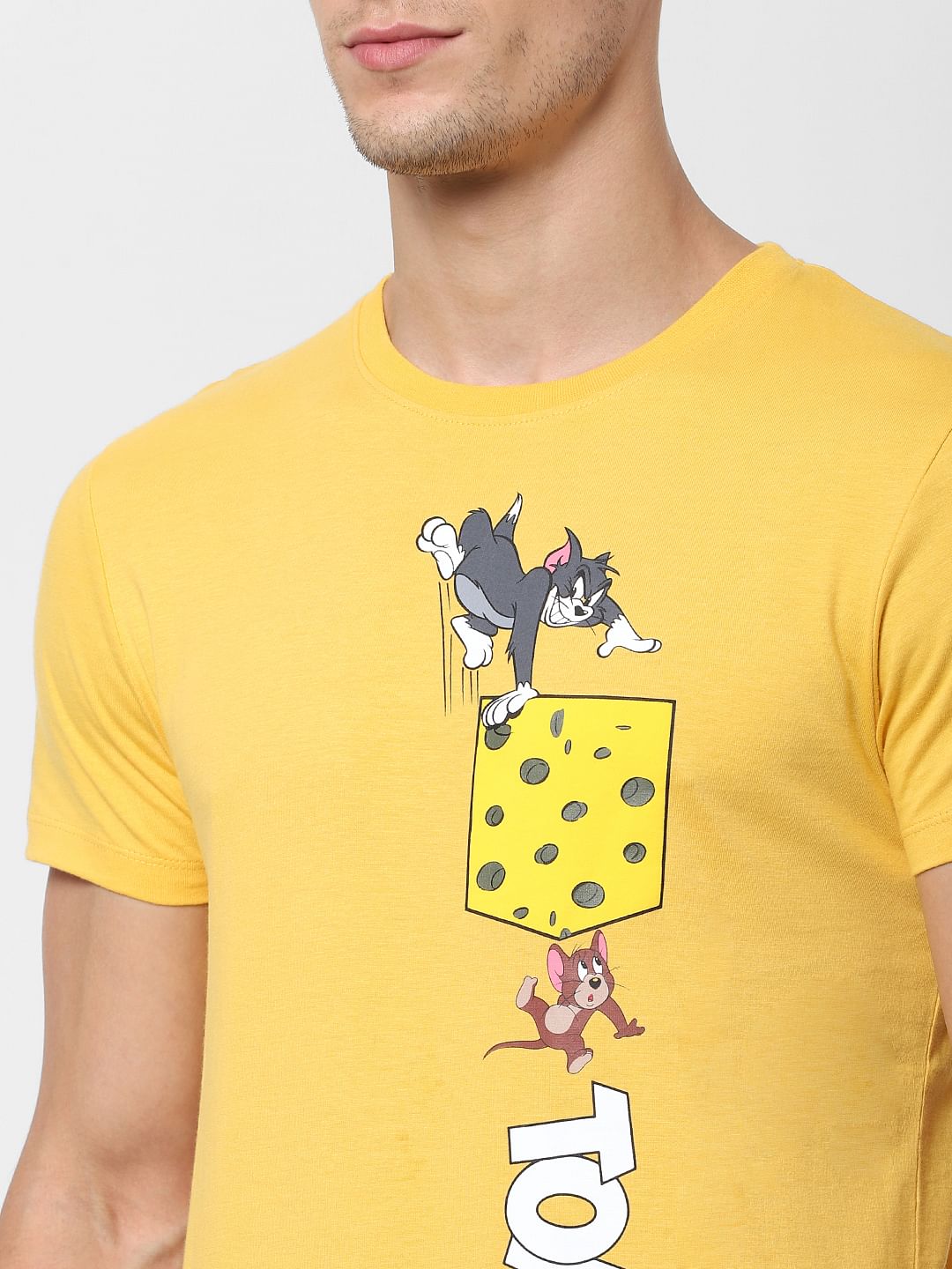 X Tom & Jerry Yellow Printed Crew Neck T-shirt