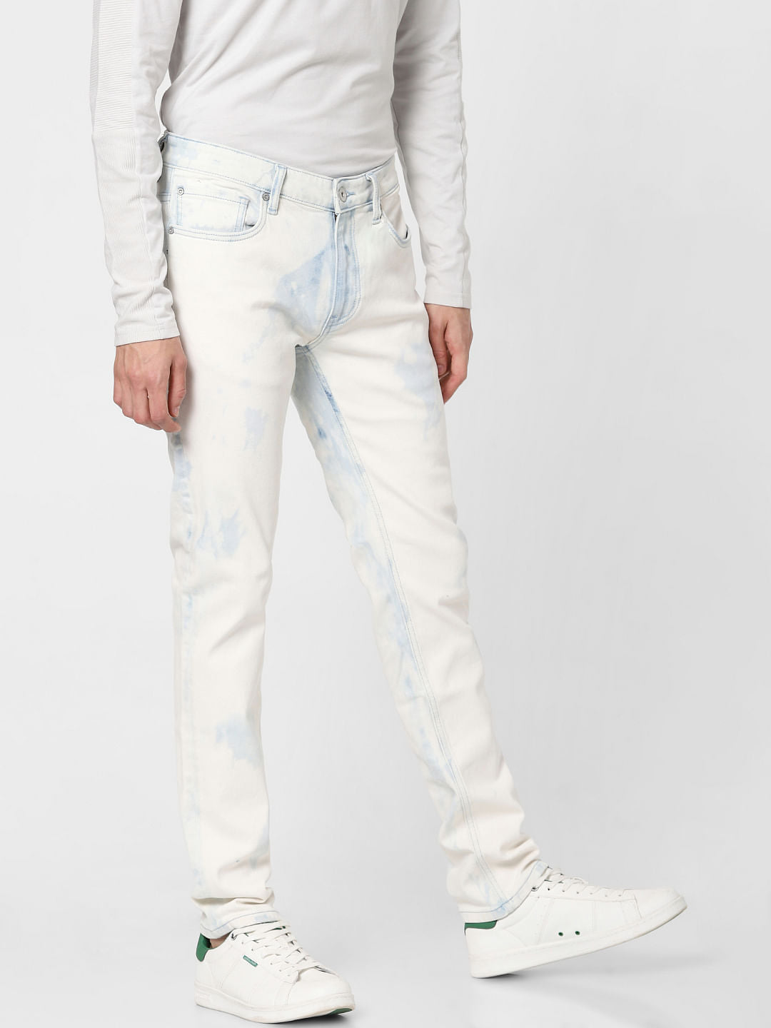 Blue Low Rose Heavily Washed Ben Skinny Jeans