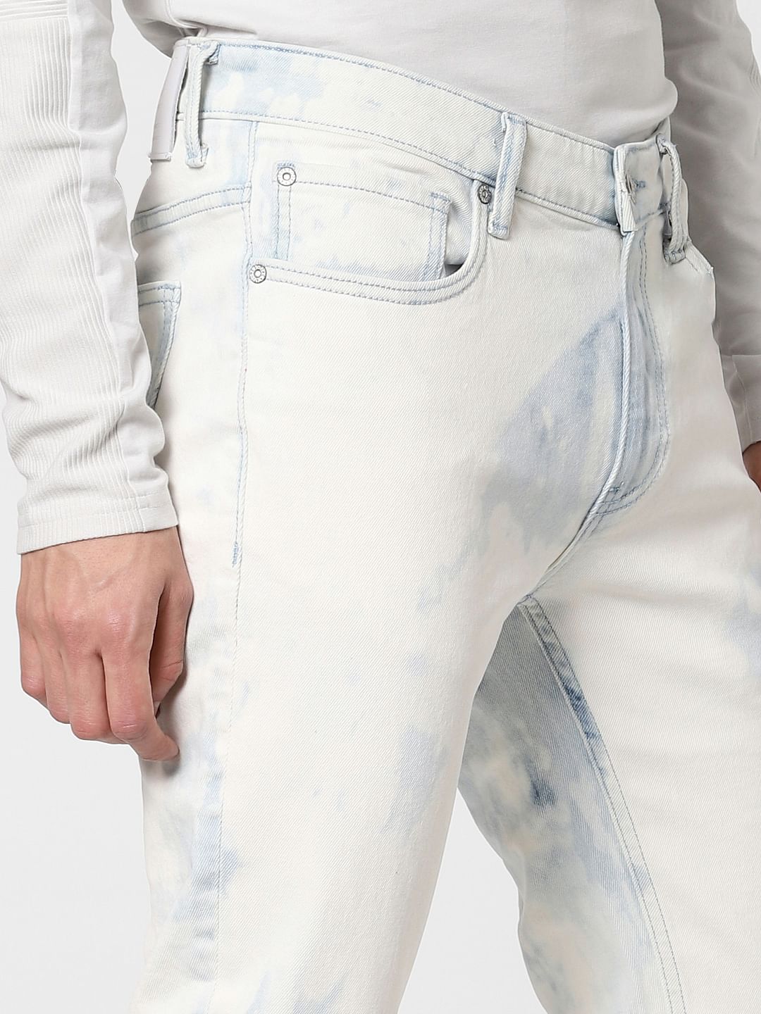 Blue Low Rose Heavily Washed Ben Skinny Jeans