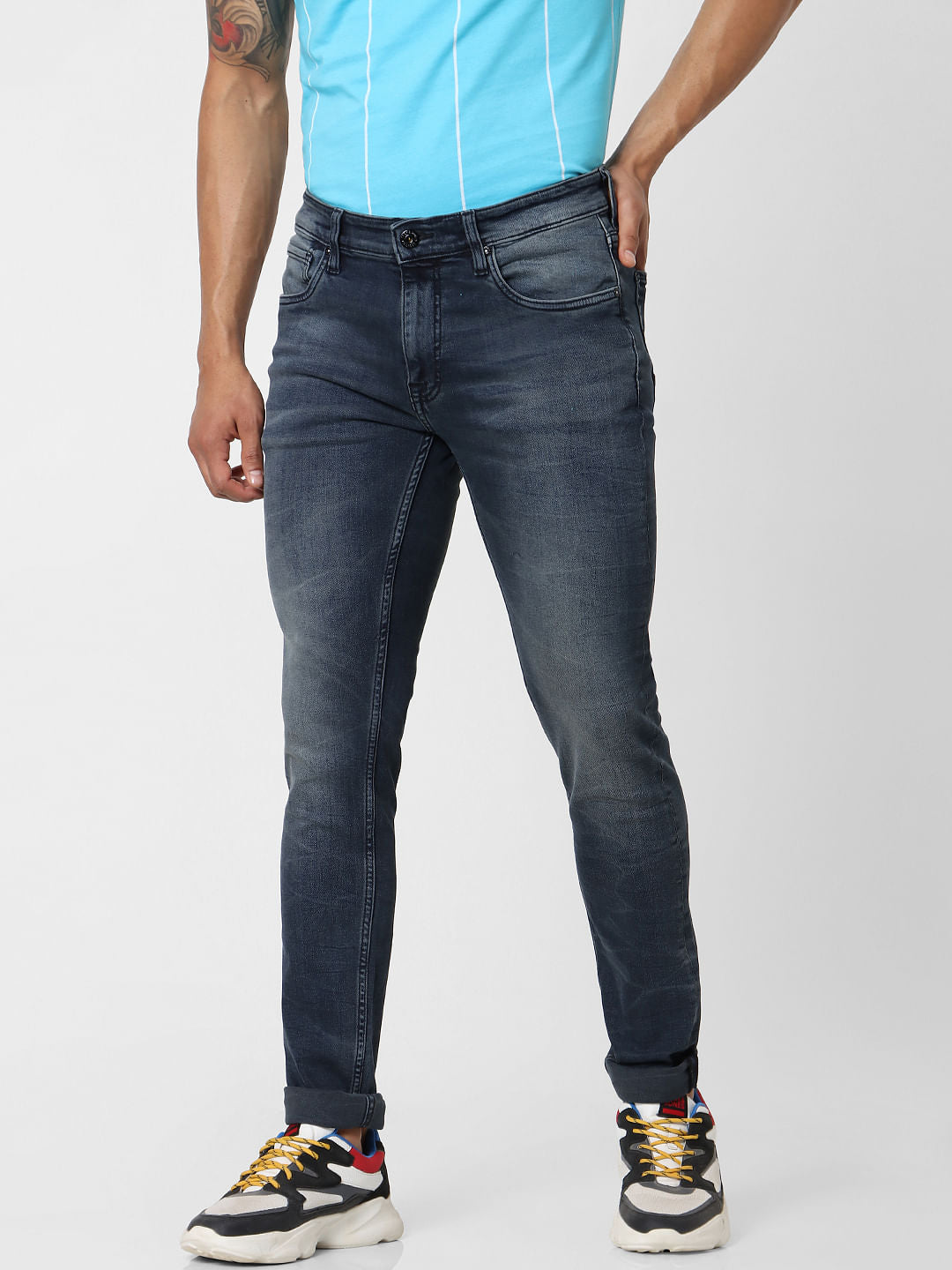 Dark Blue Low Rise Liam Skinny Fit Jeans