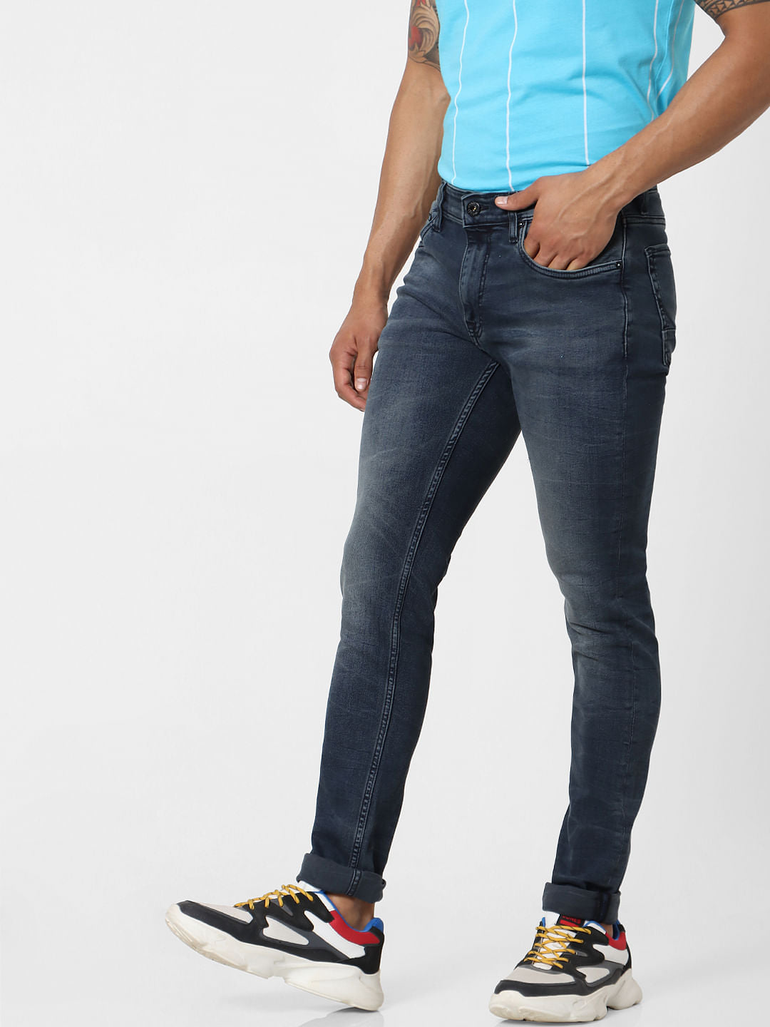 Dark Blue Low Rise Liam Skinny Fit Jeans