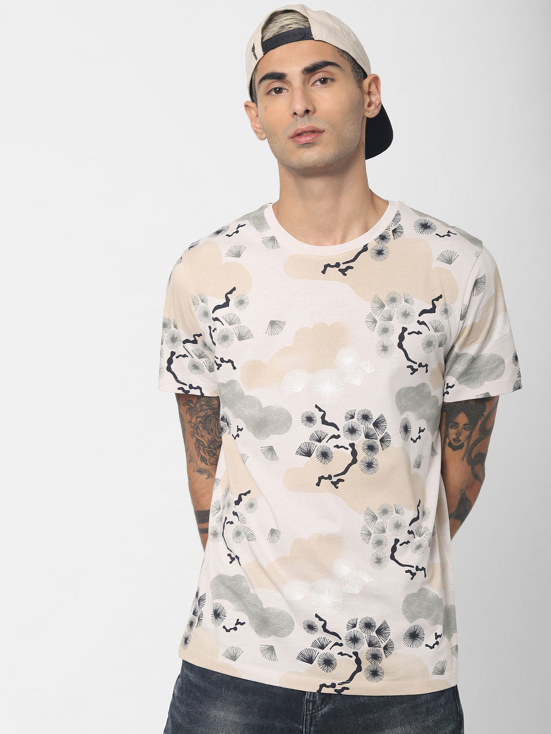 White Printed Crew Neck T-shirt