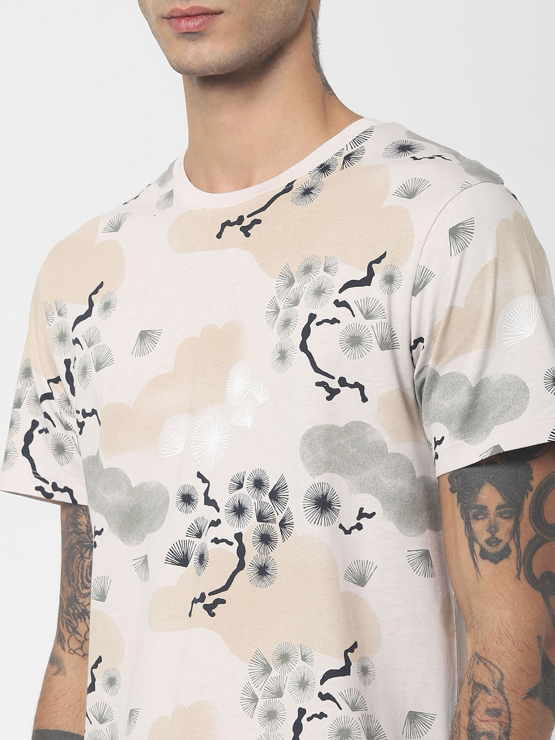 White Printed Crew Neck T-shirt