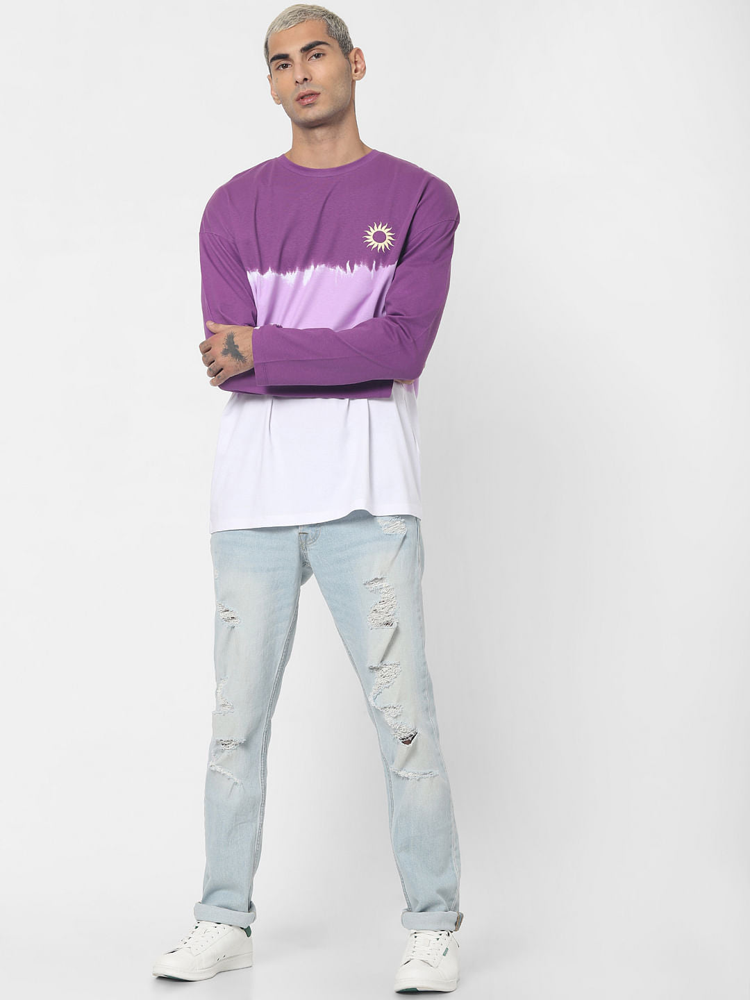 Purple Tie Dye Crew Neck T-shirt