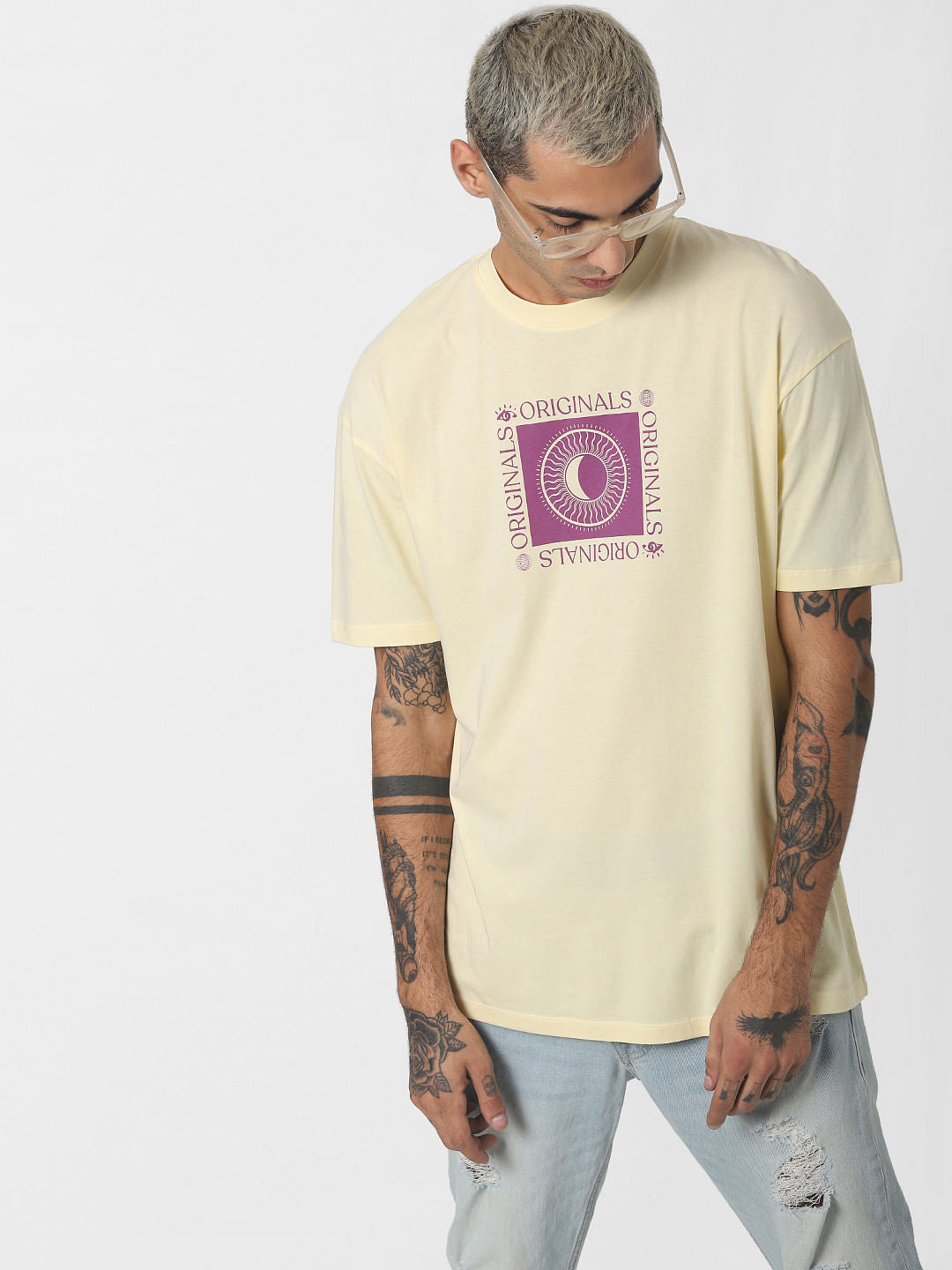 Yellow Graphic Print Crew Neck T-shirt