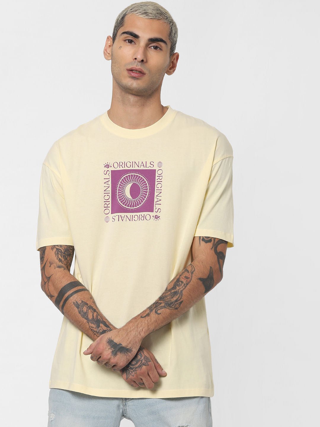 Yellow Graphic Print Crew Neck T-shirt