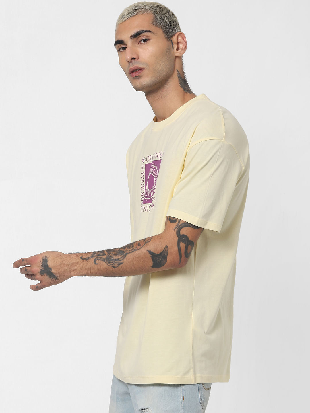 Yellow Graphic Print Crew Neck T-shirt