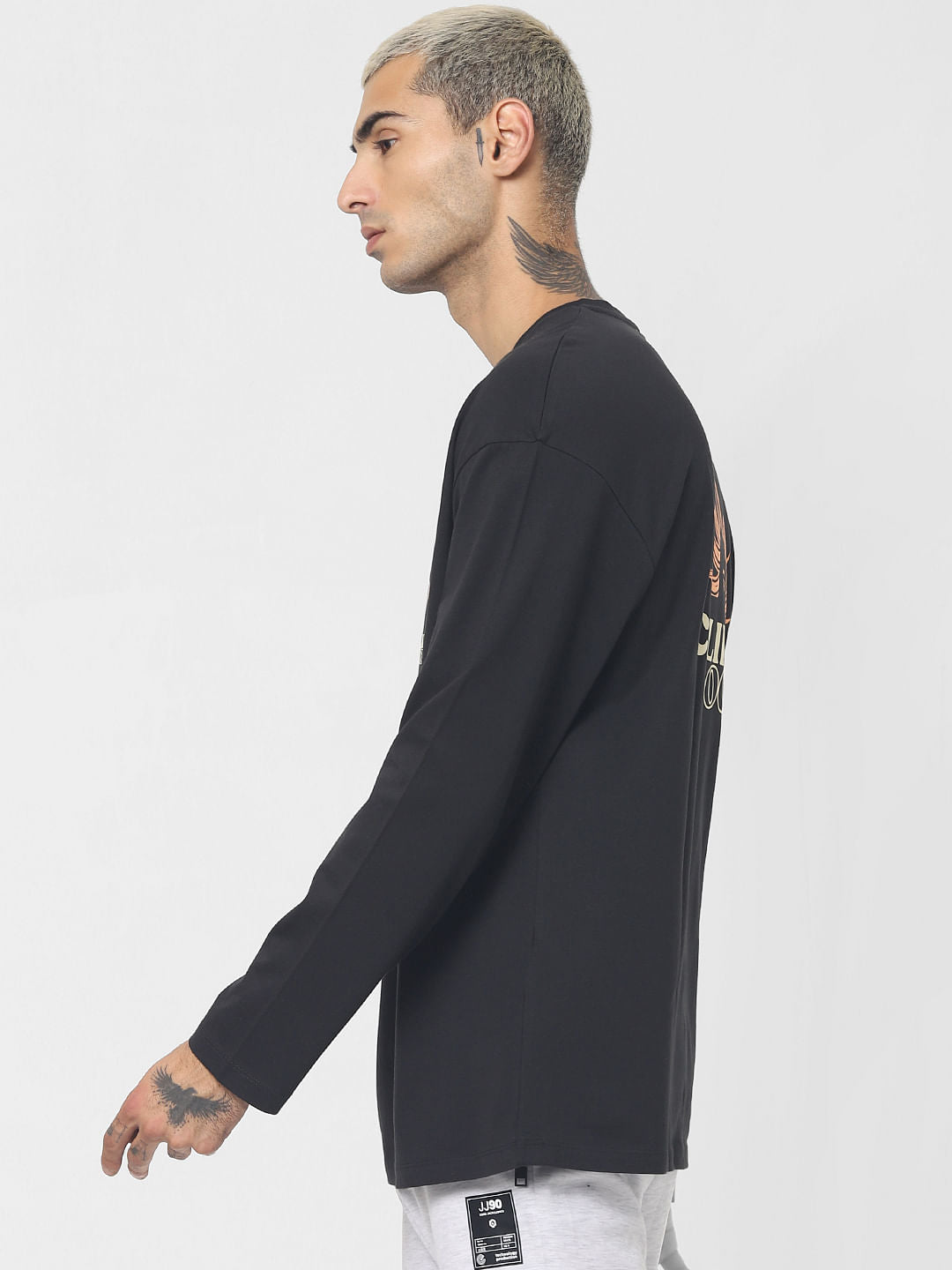Black Graphic Print Crew Neck T-shirt
