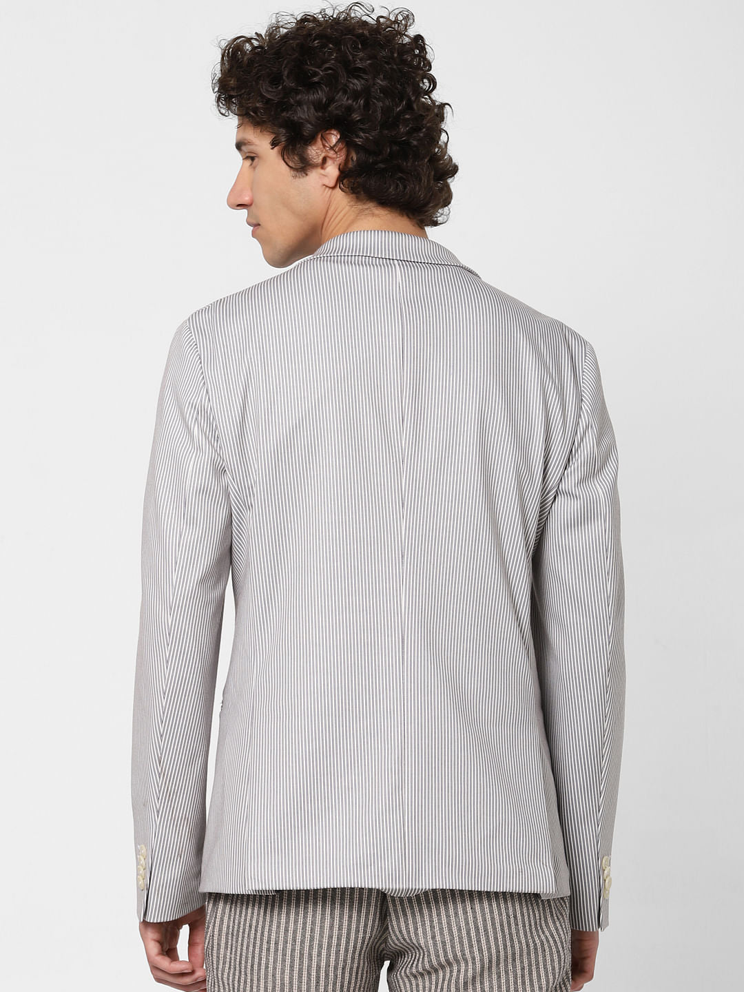 White Striped Linen Blazer