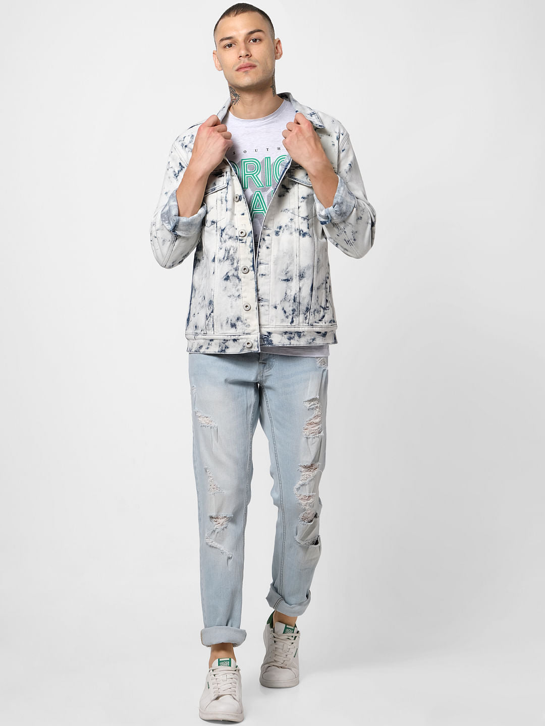 Blue Acid Washed Denim Jacket - S