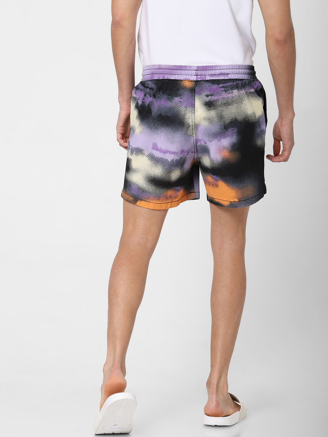 Purple Abstract Print Swimshorts