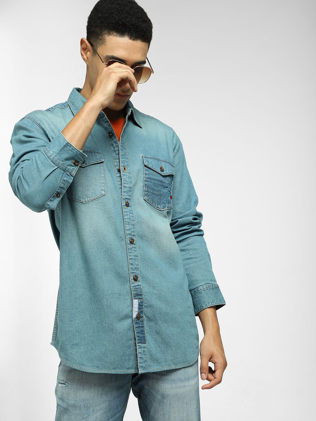 Blue Denim Full Sleeves Shirt - S