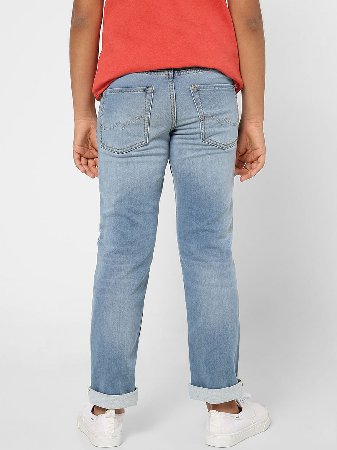 Blue Low Rise Distressed Regular Fit Jeans