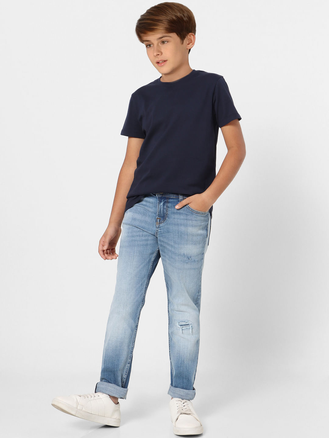 Boys Blue Mid Rise Clark Straight Fit Jeans