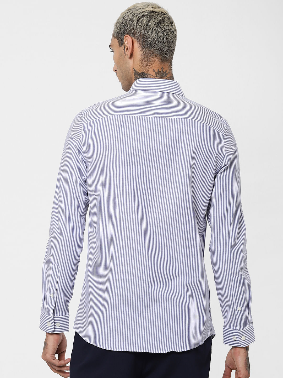 Blue Striped Full Sleeves Shirt