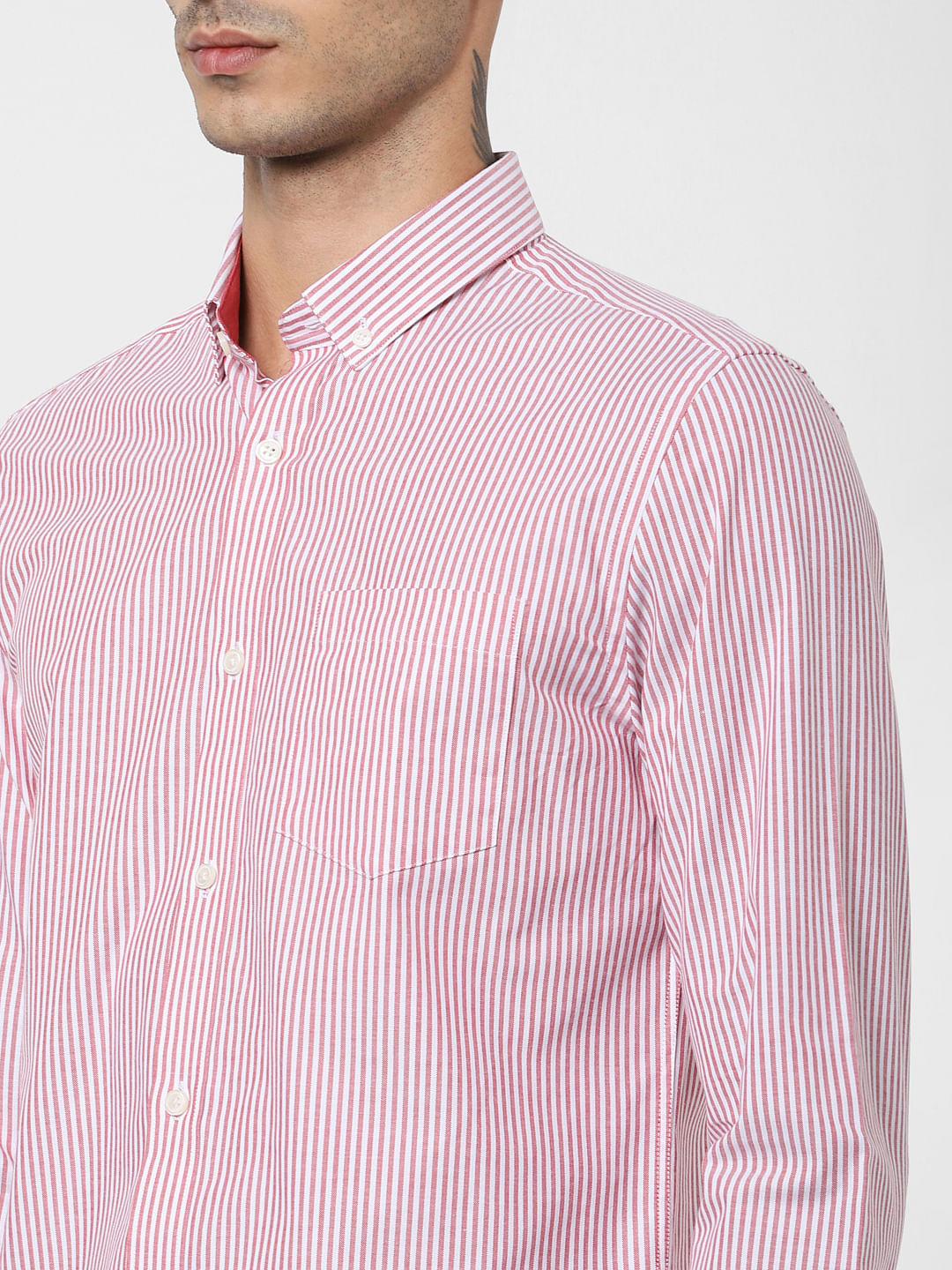 Red Striped Full Sleeves Shirt