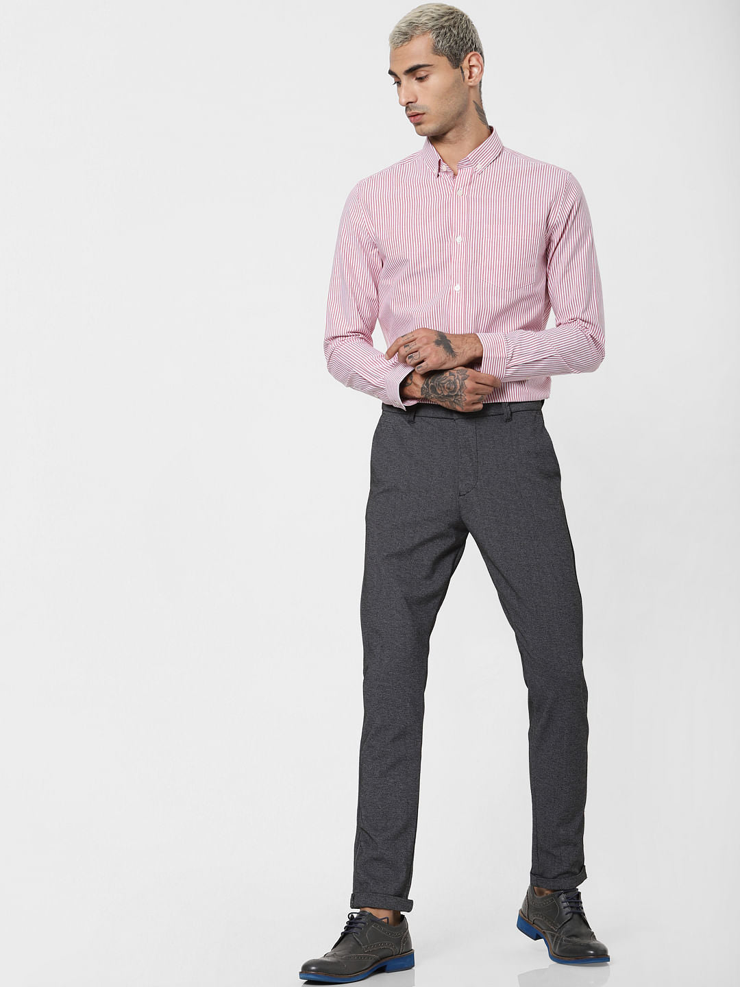 Red Striped Full Sleeves Shirt