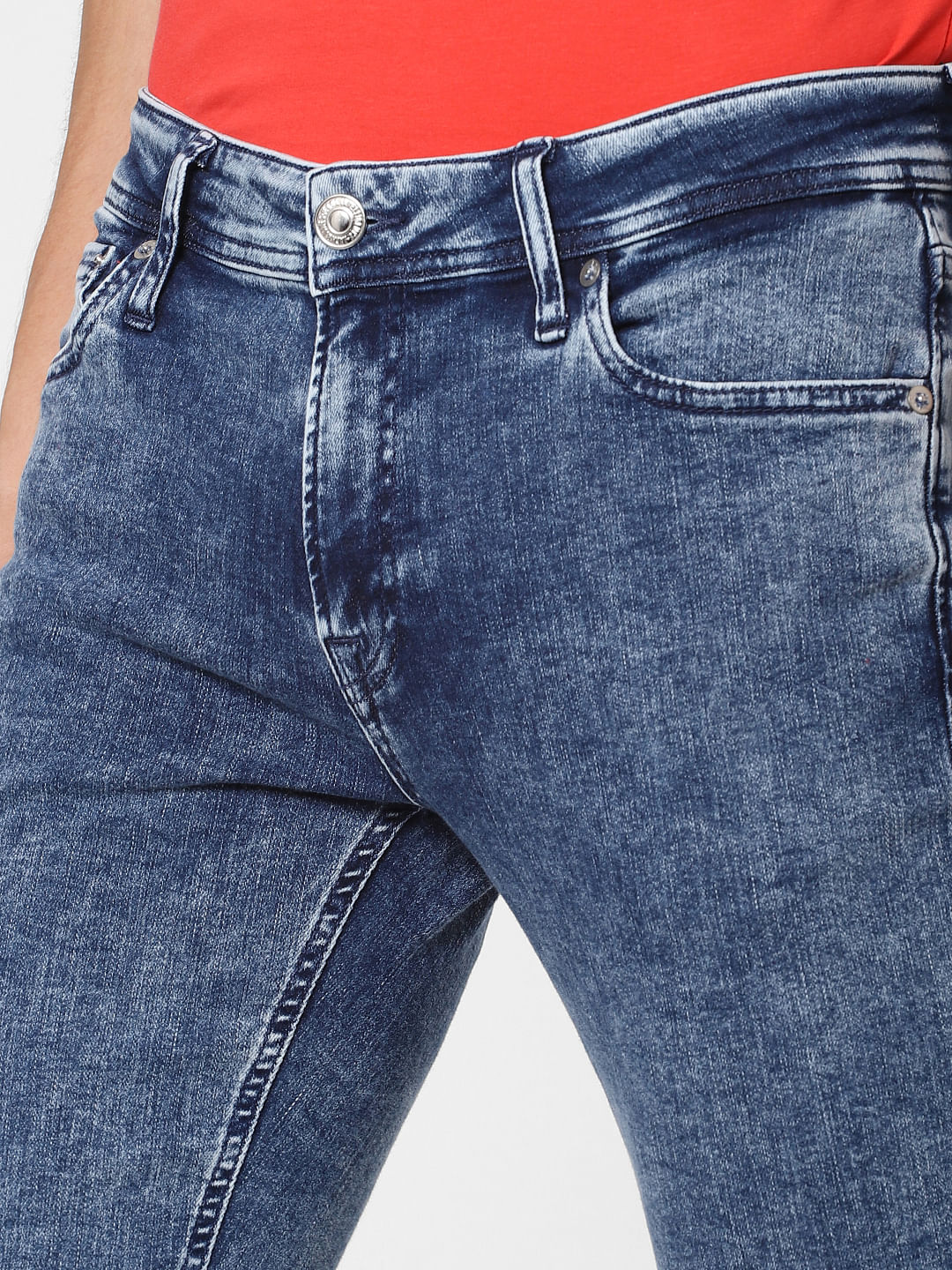 Blue Low Rise Washed Tom Super Skinny Jeans