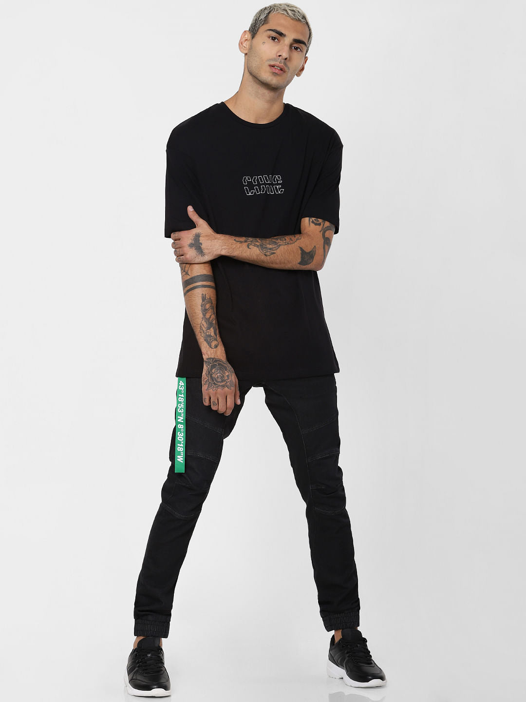 Black Printed Crew Neck T-shirt
