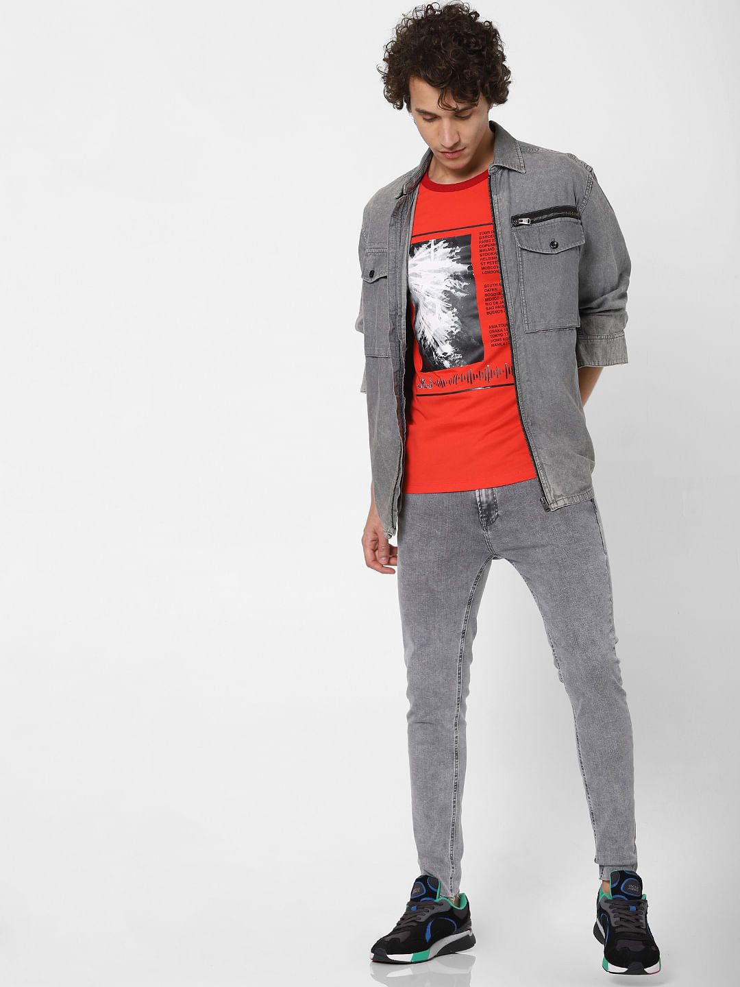 Grey Low Rise Washed Tom Super Skinny Jeans - 28/30