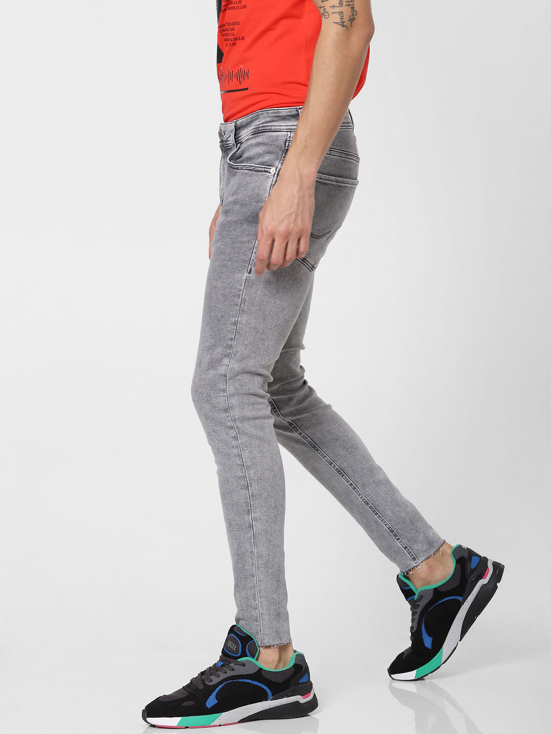 Grey Low Rise Washed Tom Super Skinny Jeans