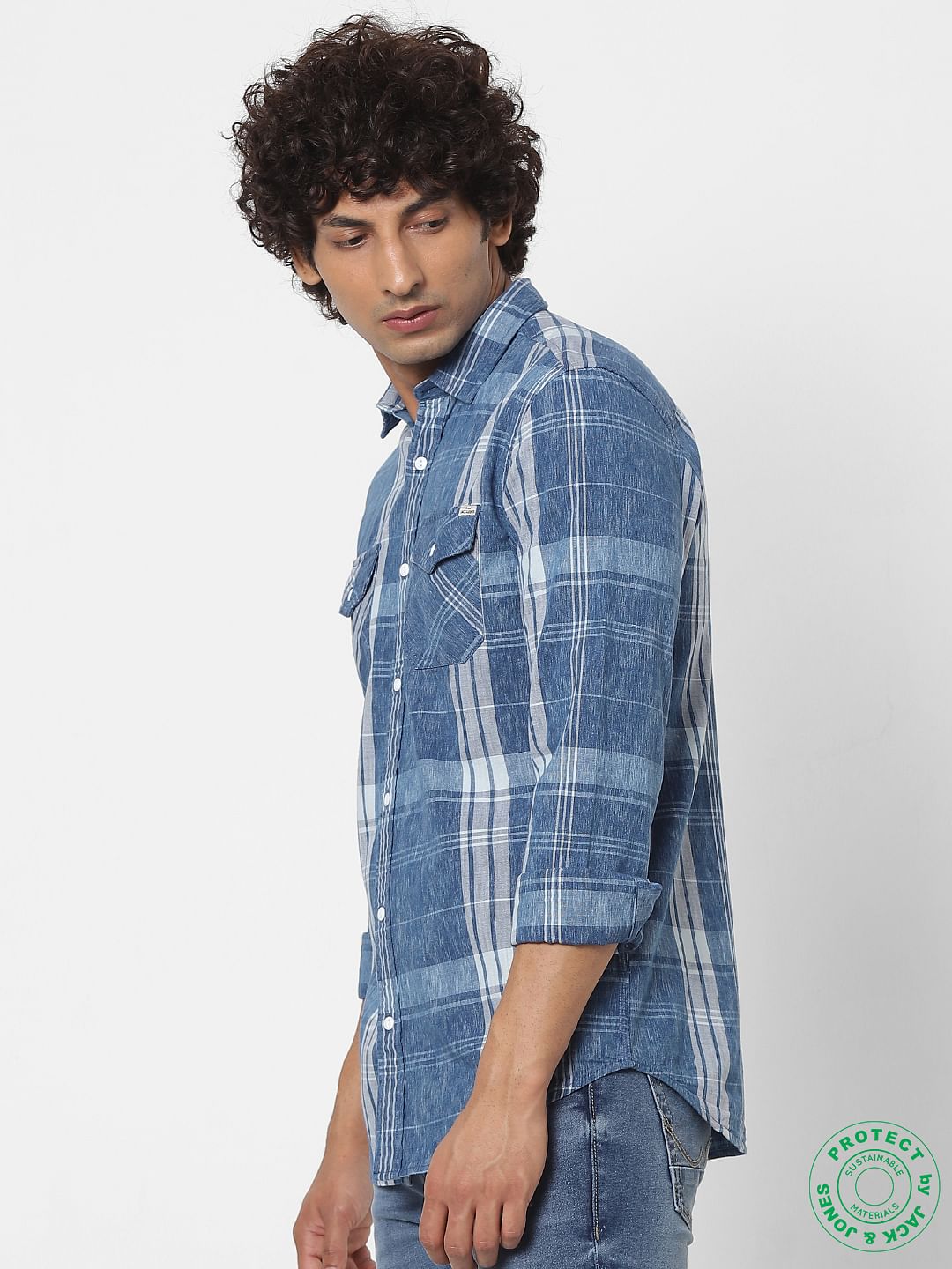 Blue Check Full Sleeves Shirt