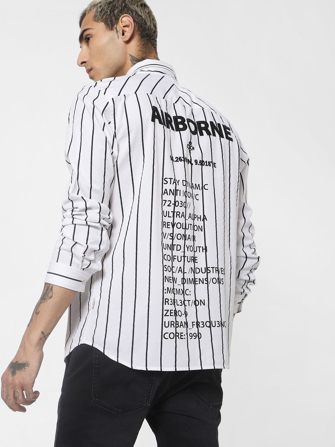 White Striped Full Sleeves Shirt - S