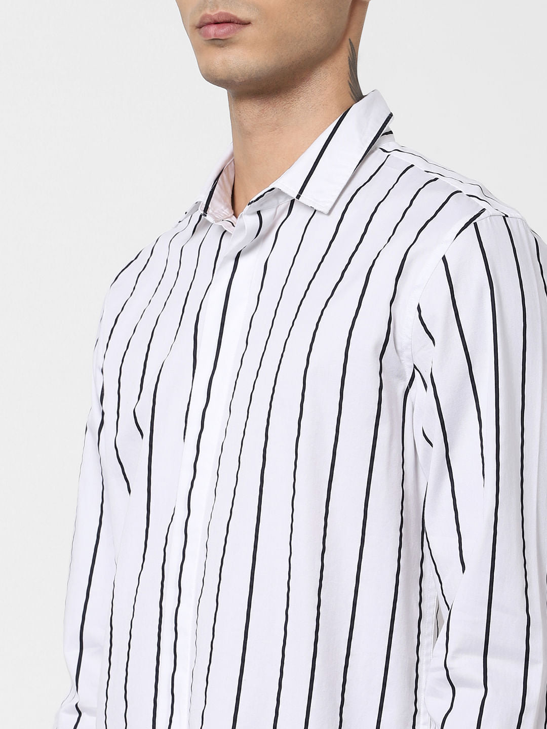 White Striped Full Sleeves Shirt