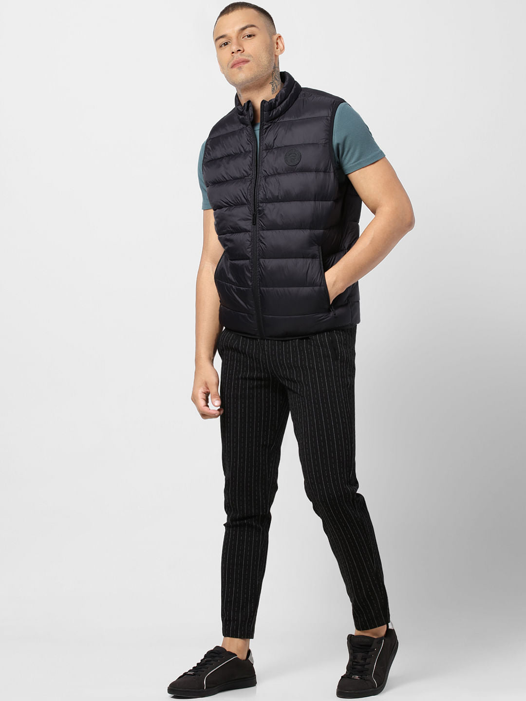 Black Zip-Up Puffer Jacket
