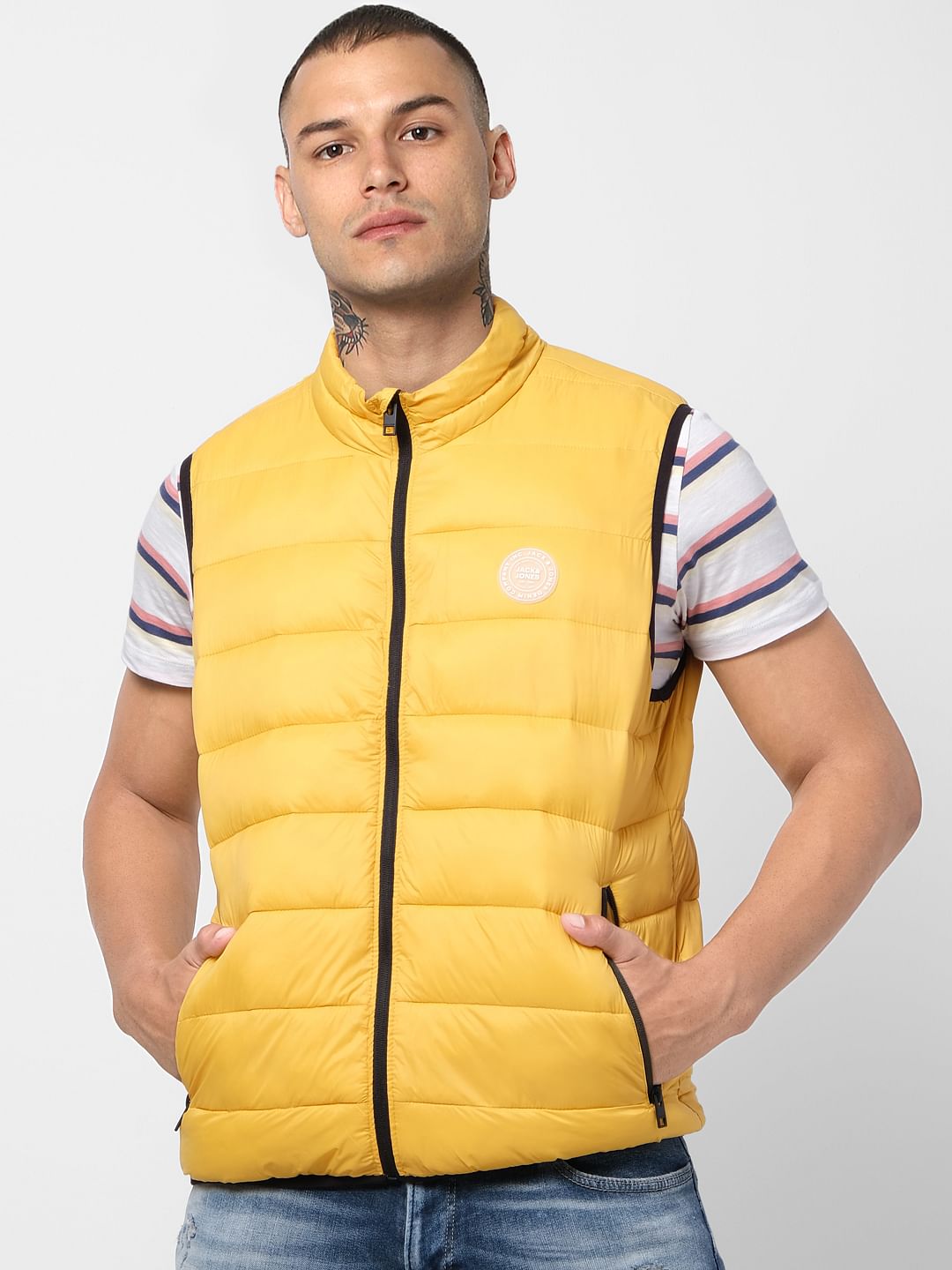 Yellow Zip-Up Puffer Jacket