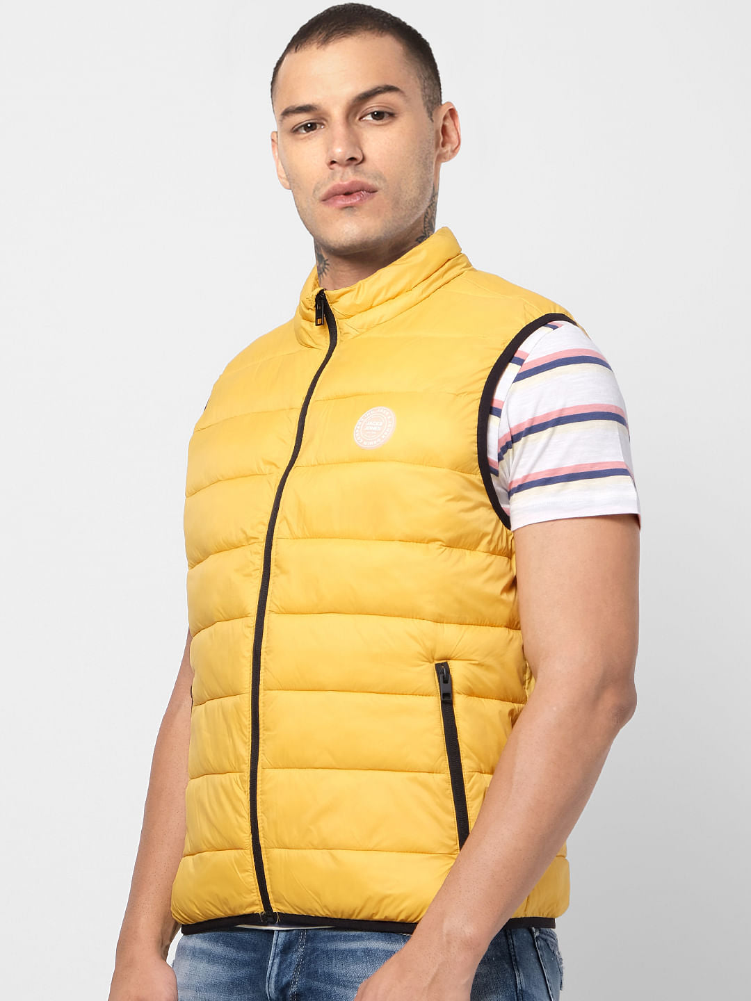 Yellow Zip-Up Puffer Jacket