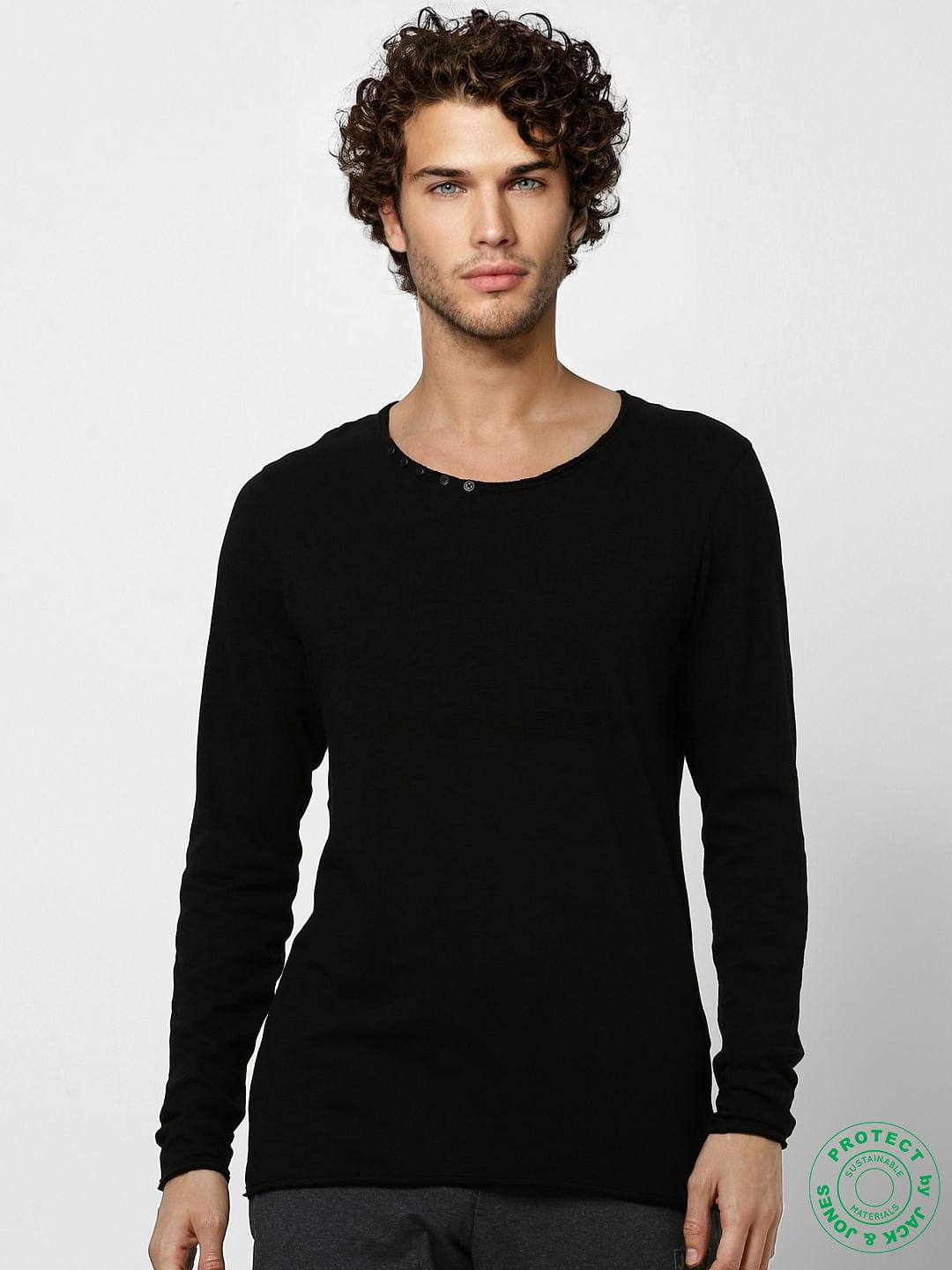 Black Crew Neck Full Sleeves T-shirt