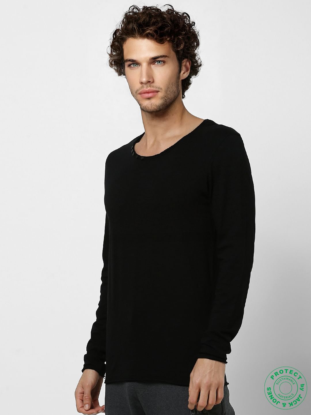 Black Crew Neck Full Sleeves T-shirt