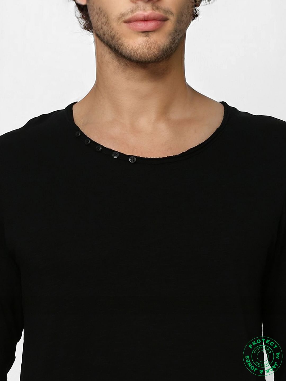 Black Crew Neck Full Sleeves T-shirt
