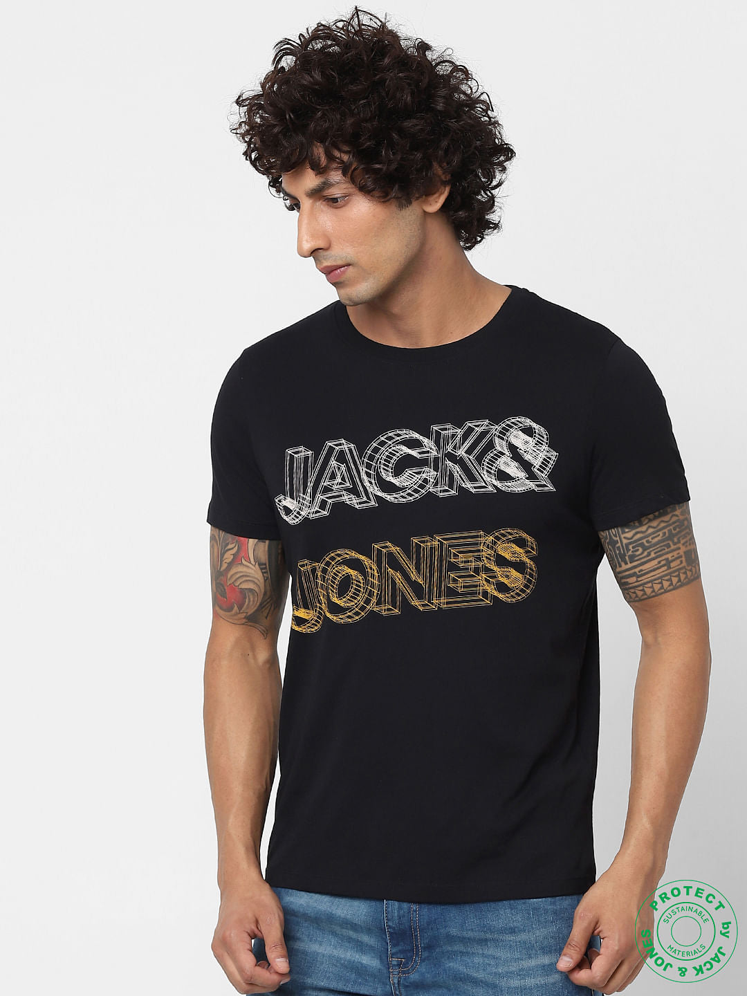 Black Logo Print Crew Neck T-Shirt
