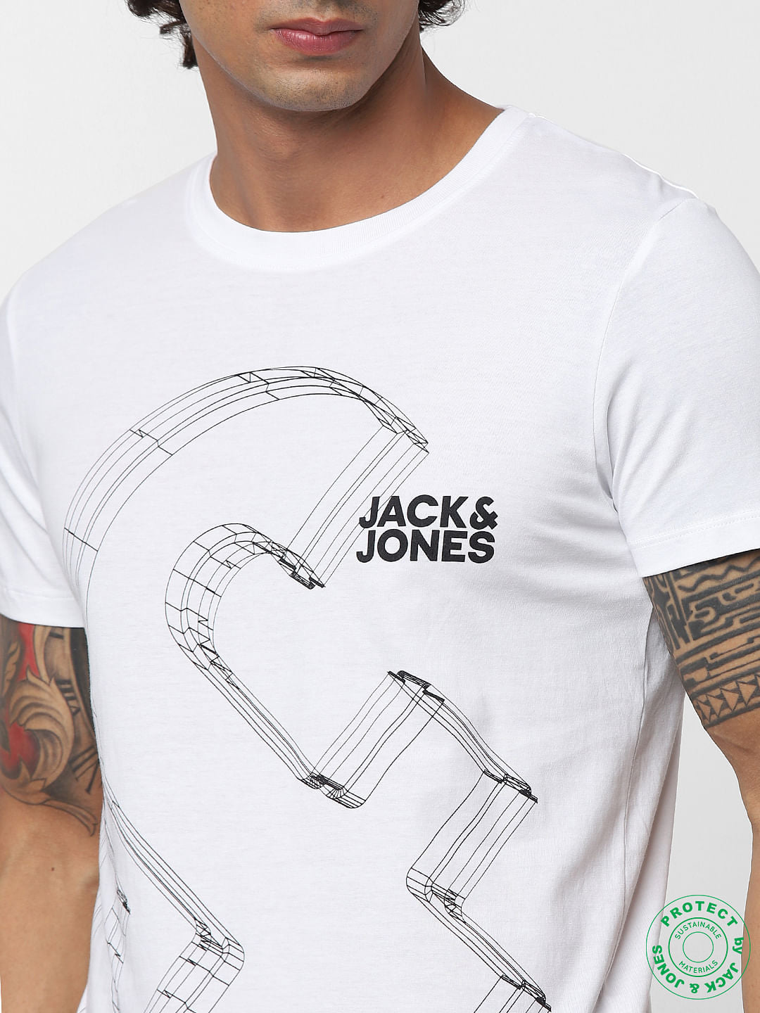 White Graphic Print Crew Neck T-shirt