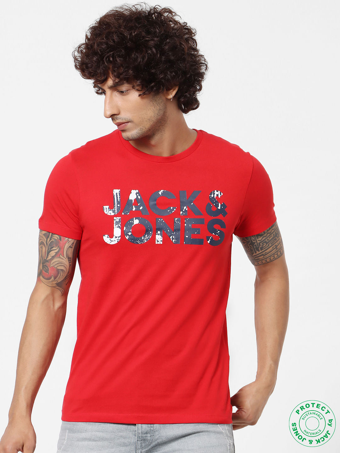 Red Logo Print Crew Neck T-shirt