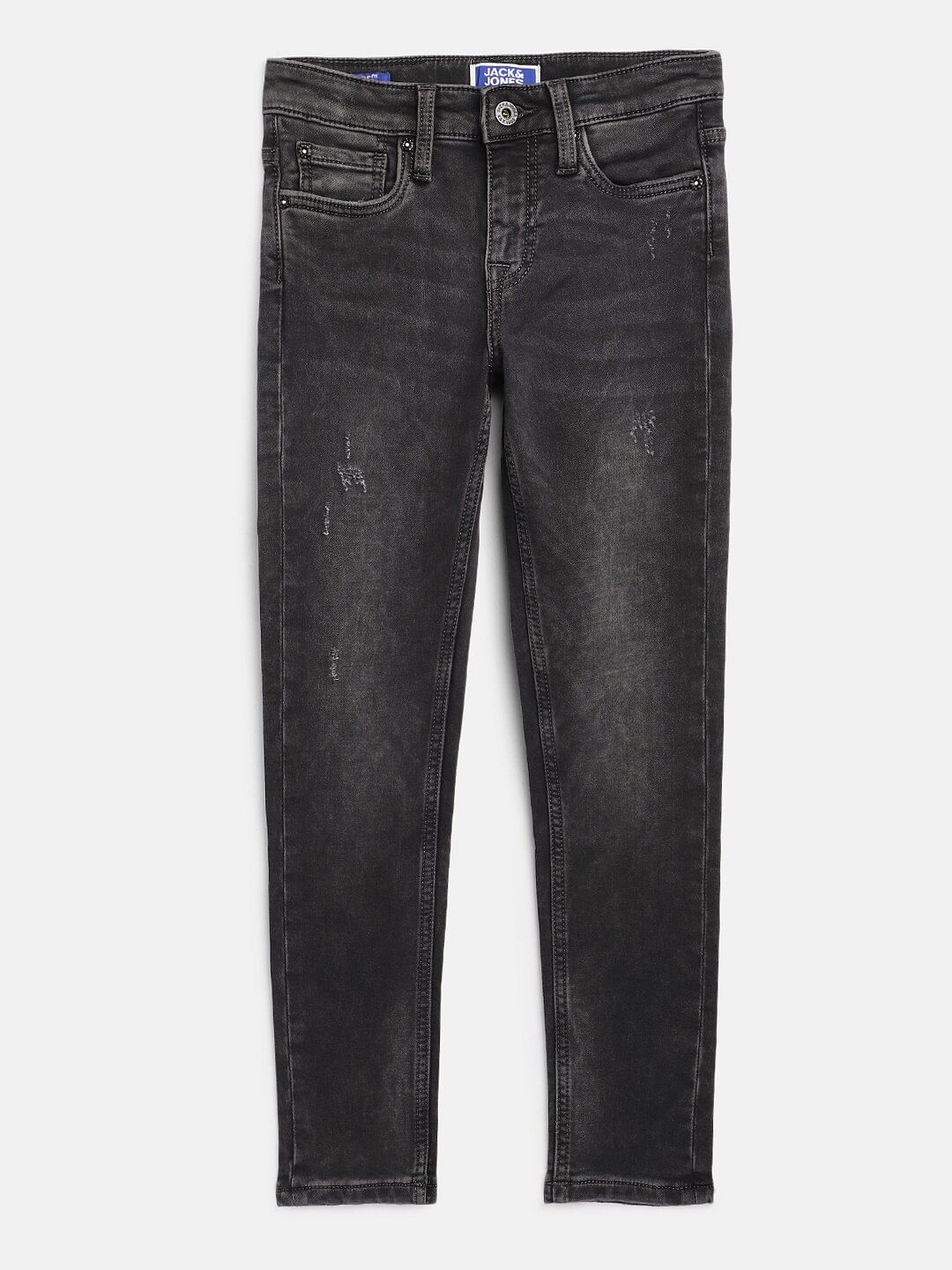 Boys Black Mid Rise Slim Jeans