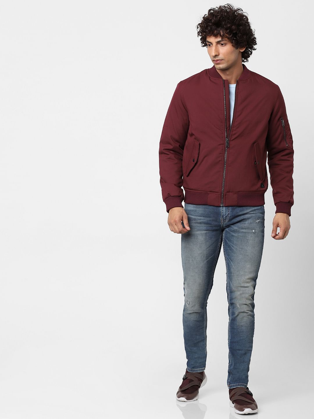 Maroon Bomber Jacket - S