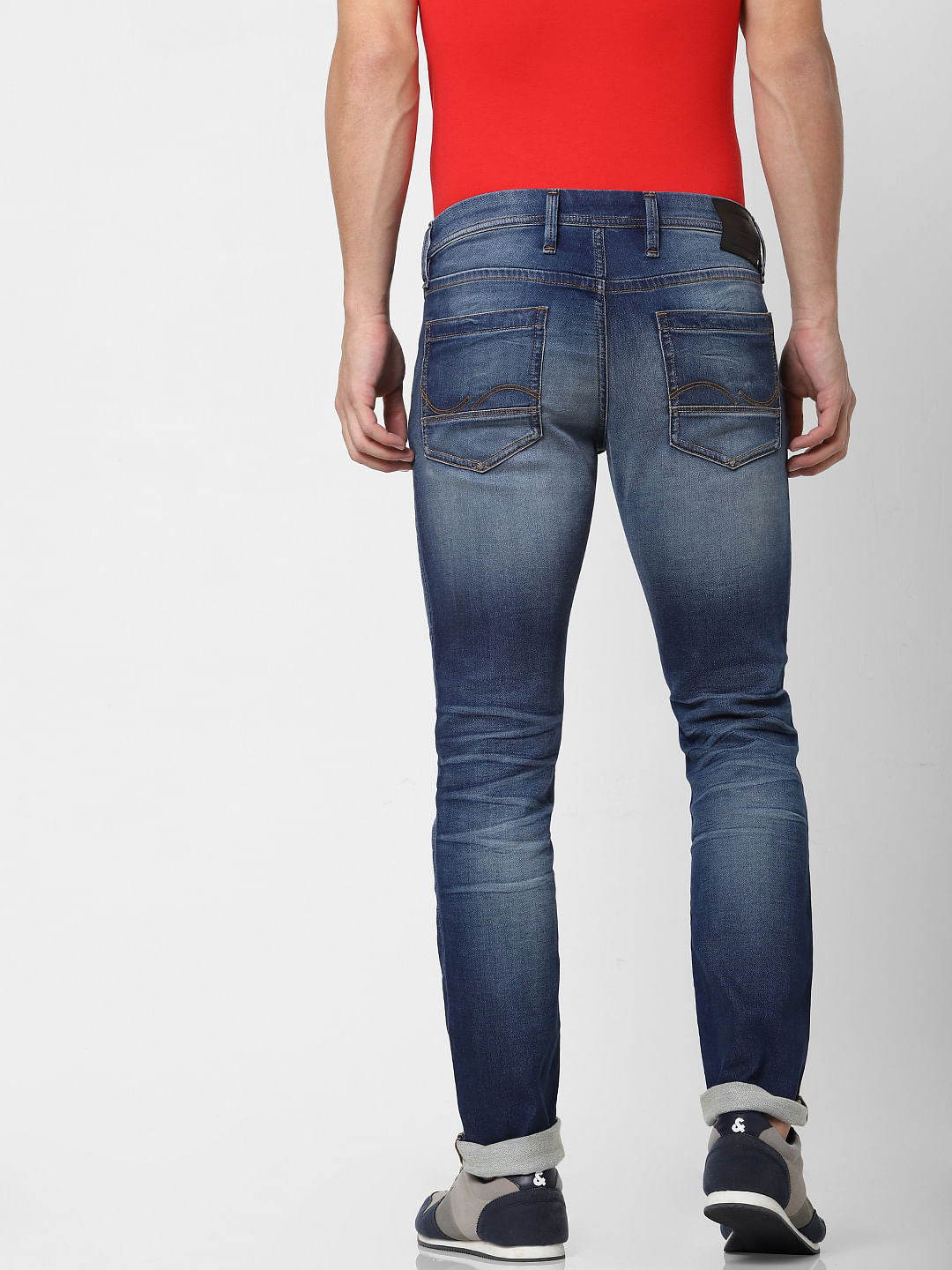 Blue Low Rise Washed Glenn Slim Fit Jeans