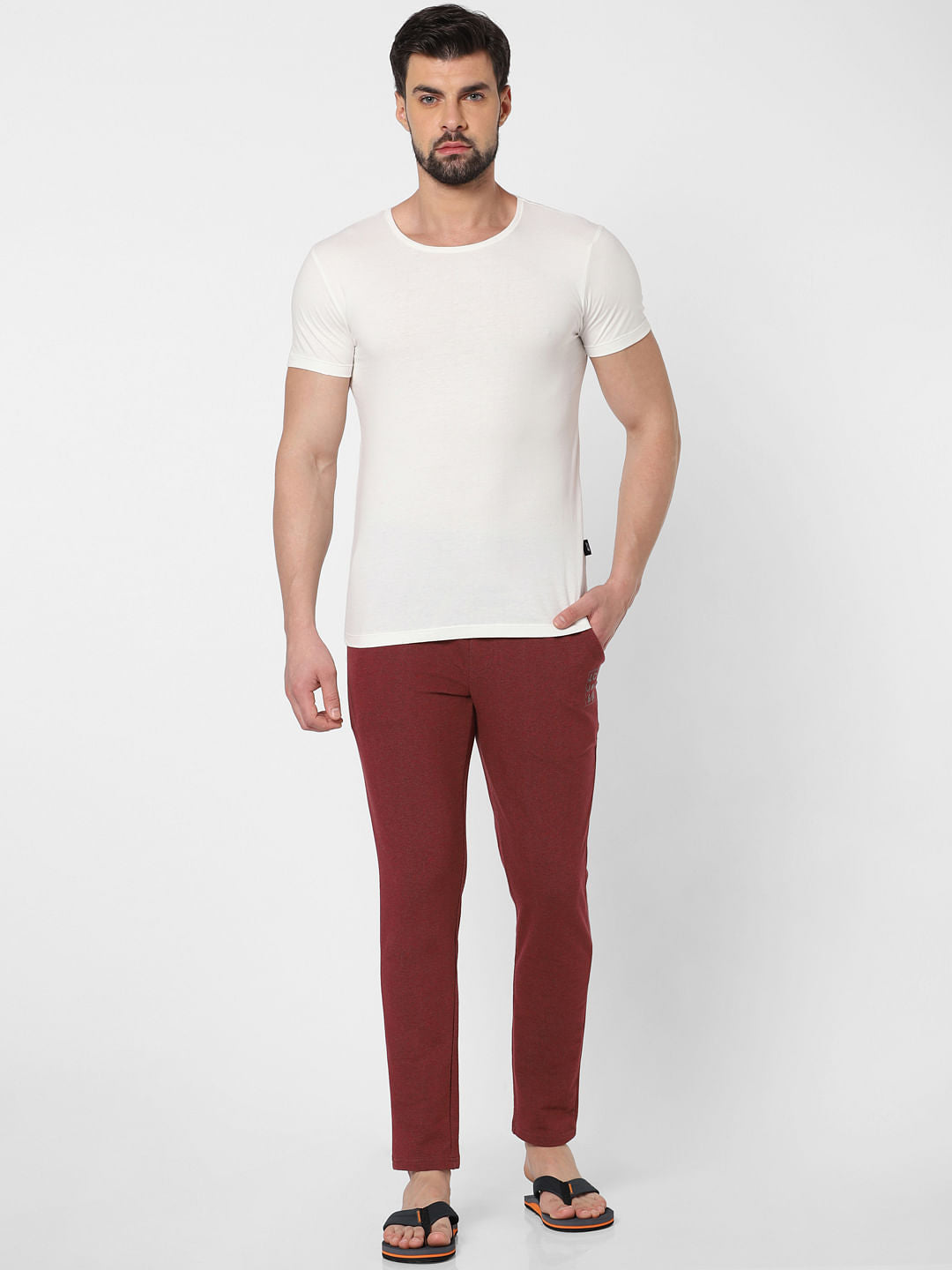 Red Mid Rise Trackpants