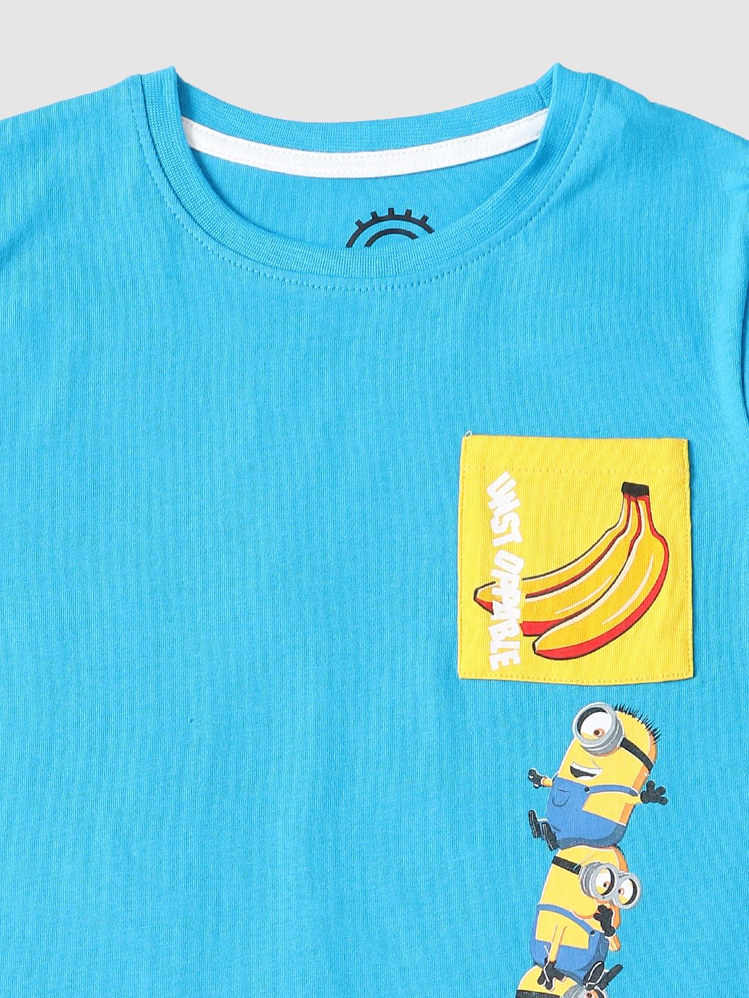 Boys X Minions Blue Graphic Print Crew Neck T-shirt
