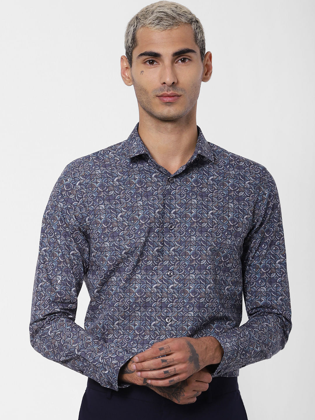 Blue All Over Print Full Sleeves Shirt