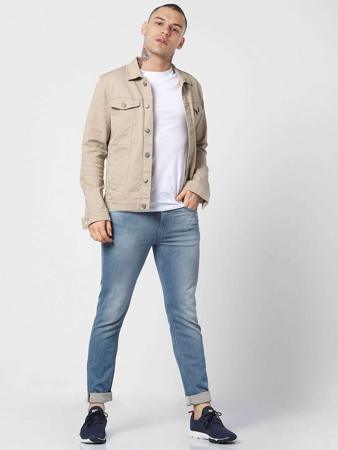 Blue Low Rise Washed Glenn Slim Jeans - 32/32