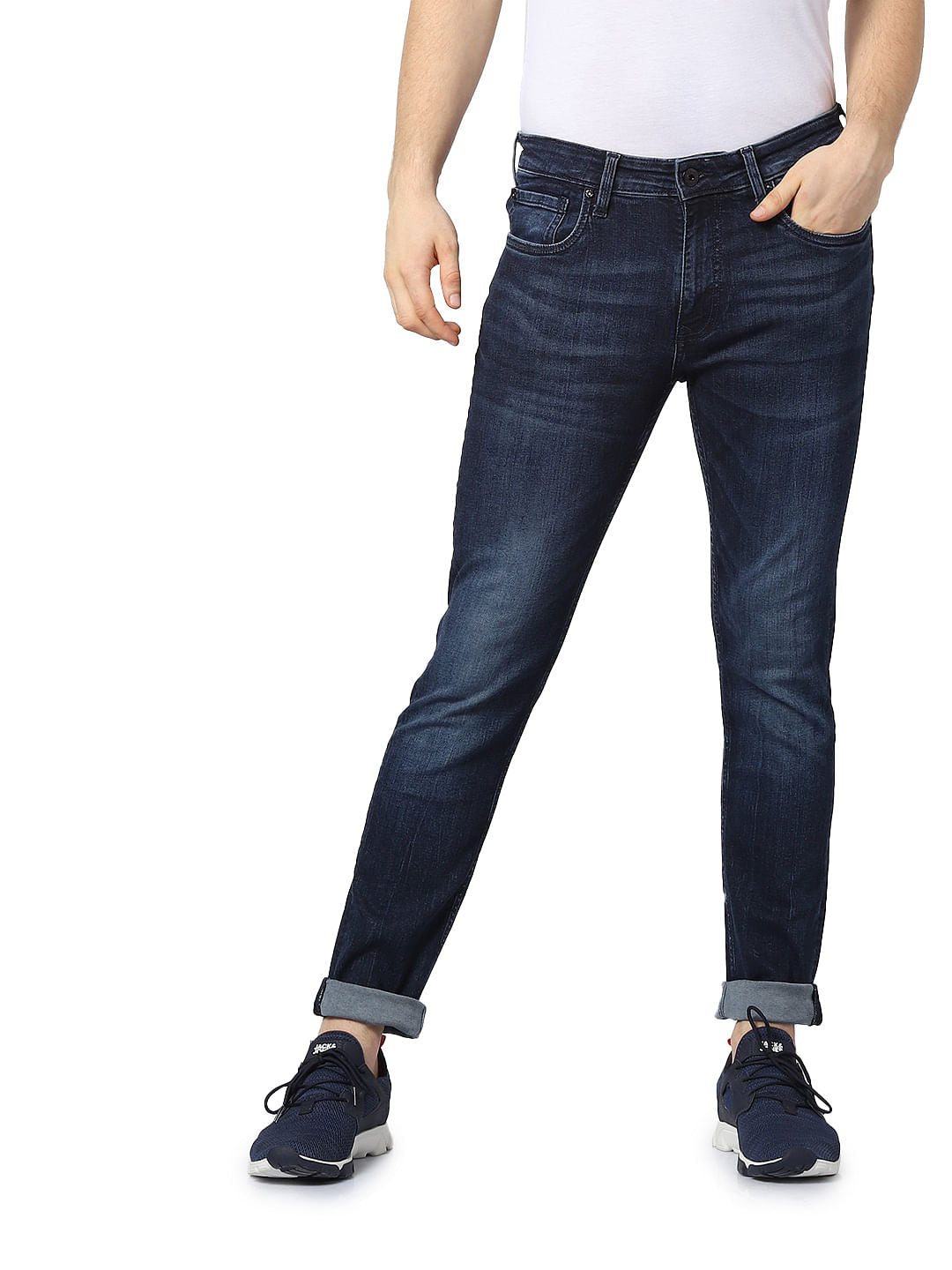 Dark Blue Mid Rise Glenn Slim Fit Jeans - 28/30